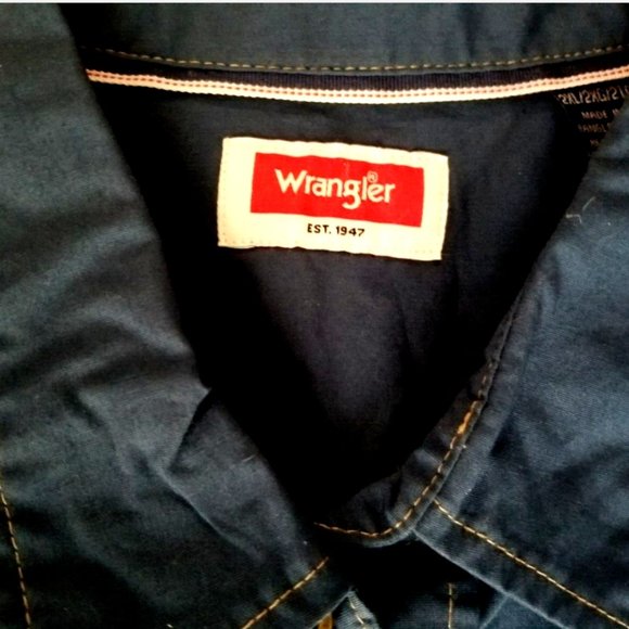 Wrangler Short Sleeve Button Up Blue Shirt Men's 2xl Free To stretch,  Western - Picture 6 of 6
